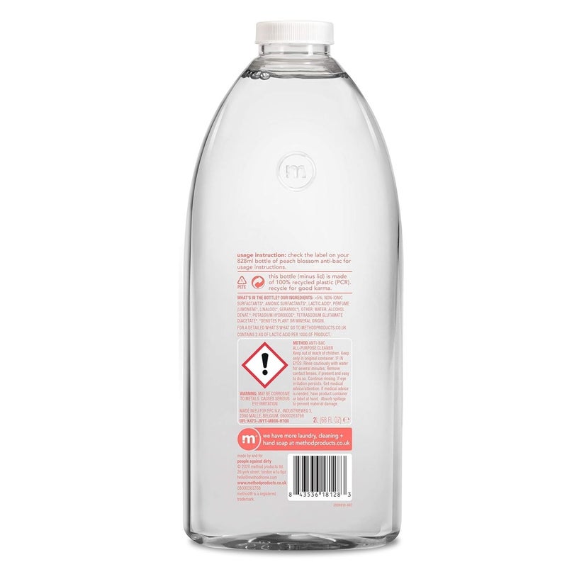 Method Antibacterial All-Purpose Cleaner Refill, Kills Germs & Disinfects Surfaces, Peach Blossom Scent - 2 Litre - Image 2